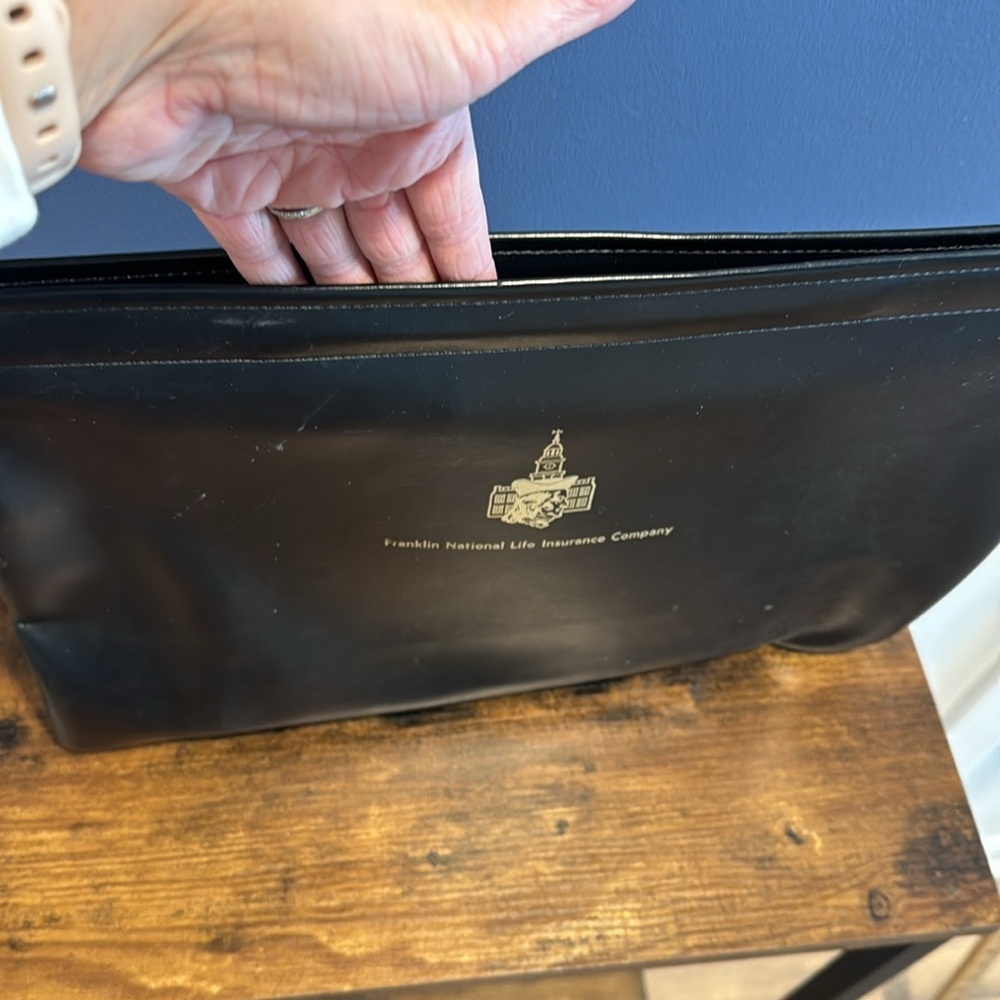 Vintage Large black Vinyl Document Bag Franklin national life insurance company - Picture 3 of 6